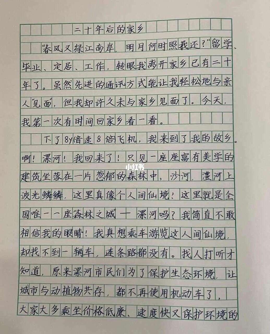 二十年后的家乡400字作文